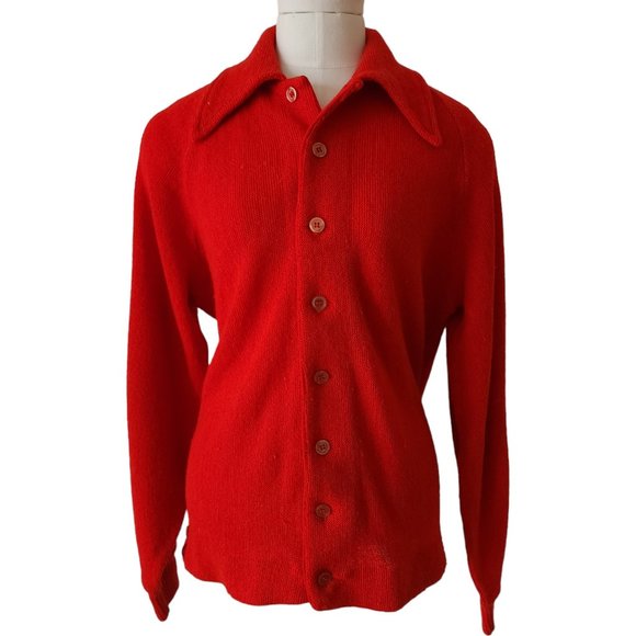 Janzten red orange mohair blend cardigan - Picture 1 of 10